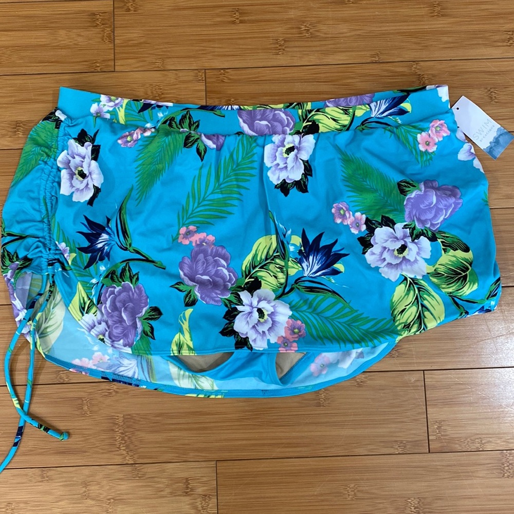 NWT Cacique blue floral swim skirt - size 18